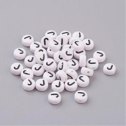 Bokstavspärlor, 7mm, J