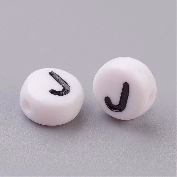 Bokstavspärlor, 7mm, J