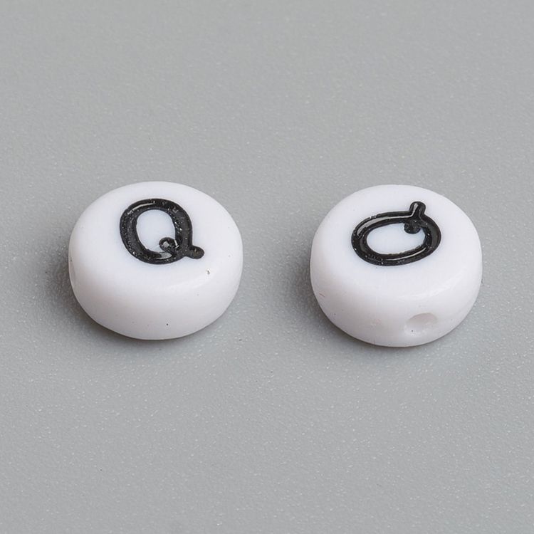 Bokstavspärlor, 7mm, Q