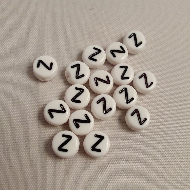 Bokstavspärlor, 7mm, Z