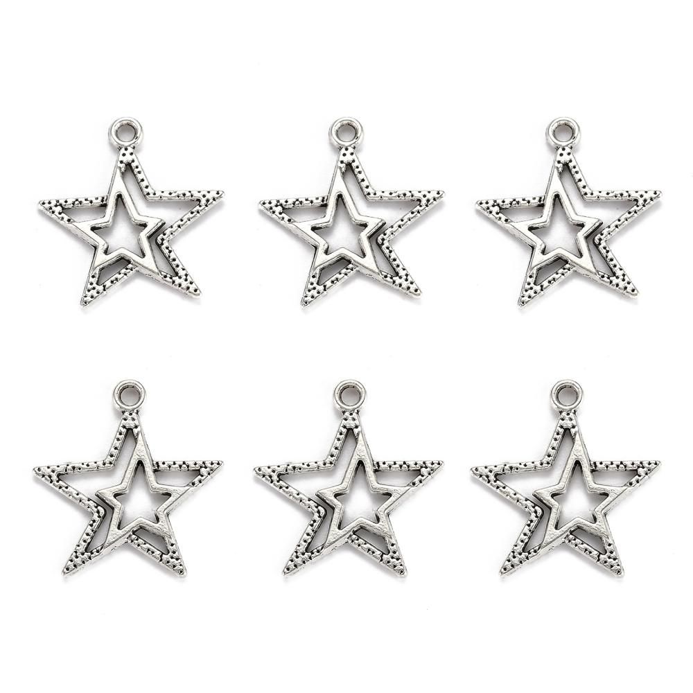 Stjärnor, Berlock, Tibetansk Silver, 10st