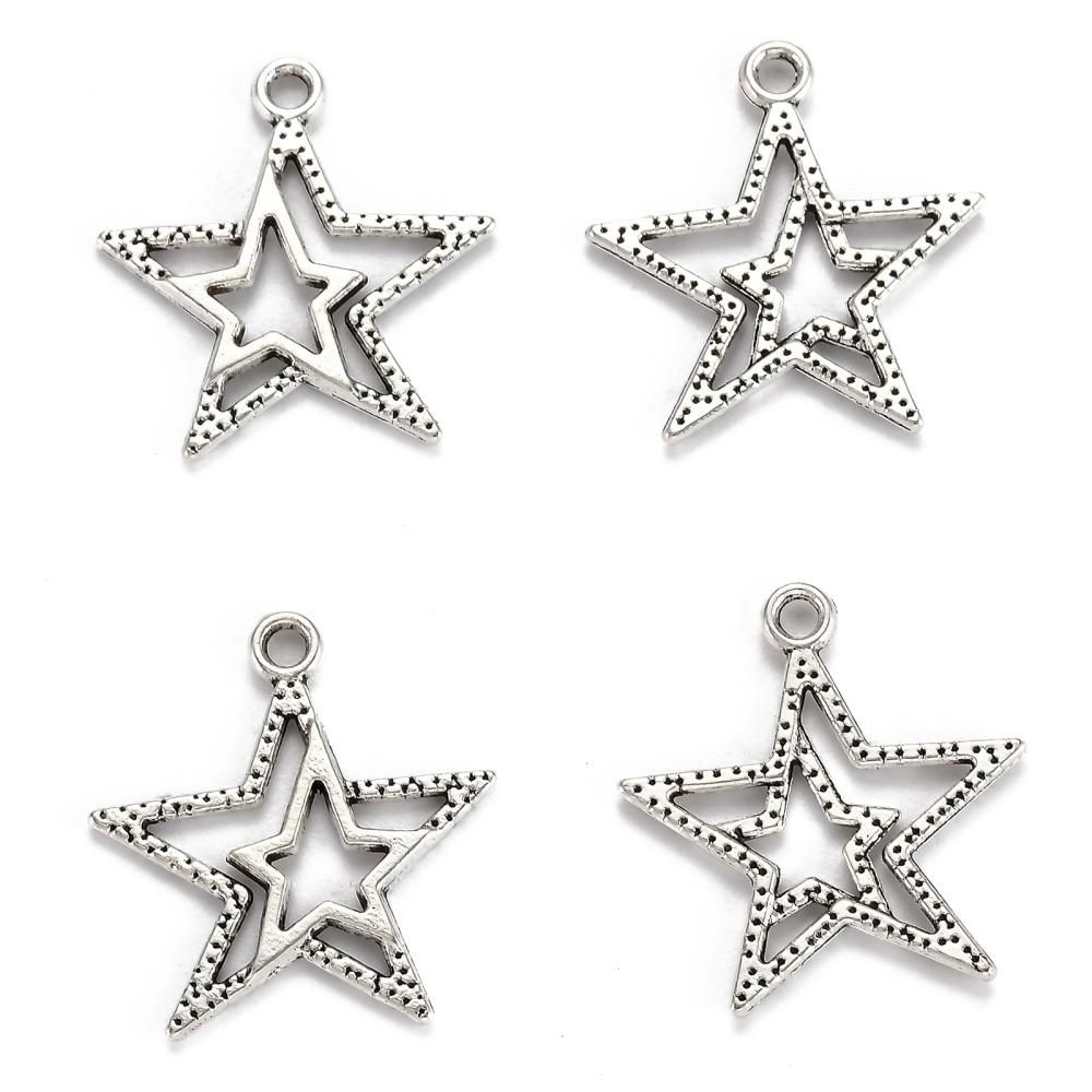 Stjärnor, Berlock, Tibetansk Silver, 10st