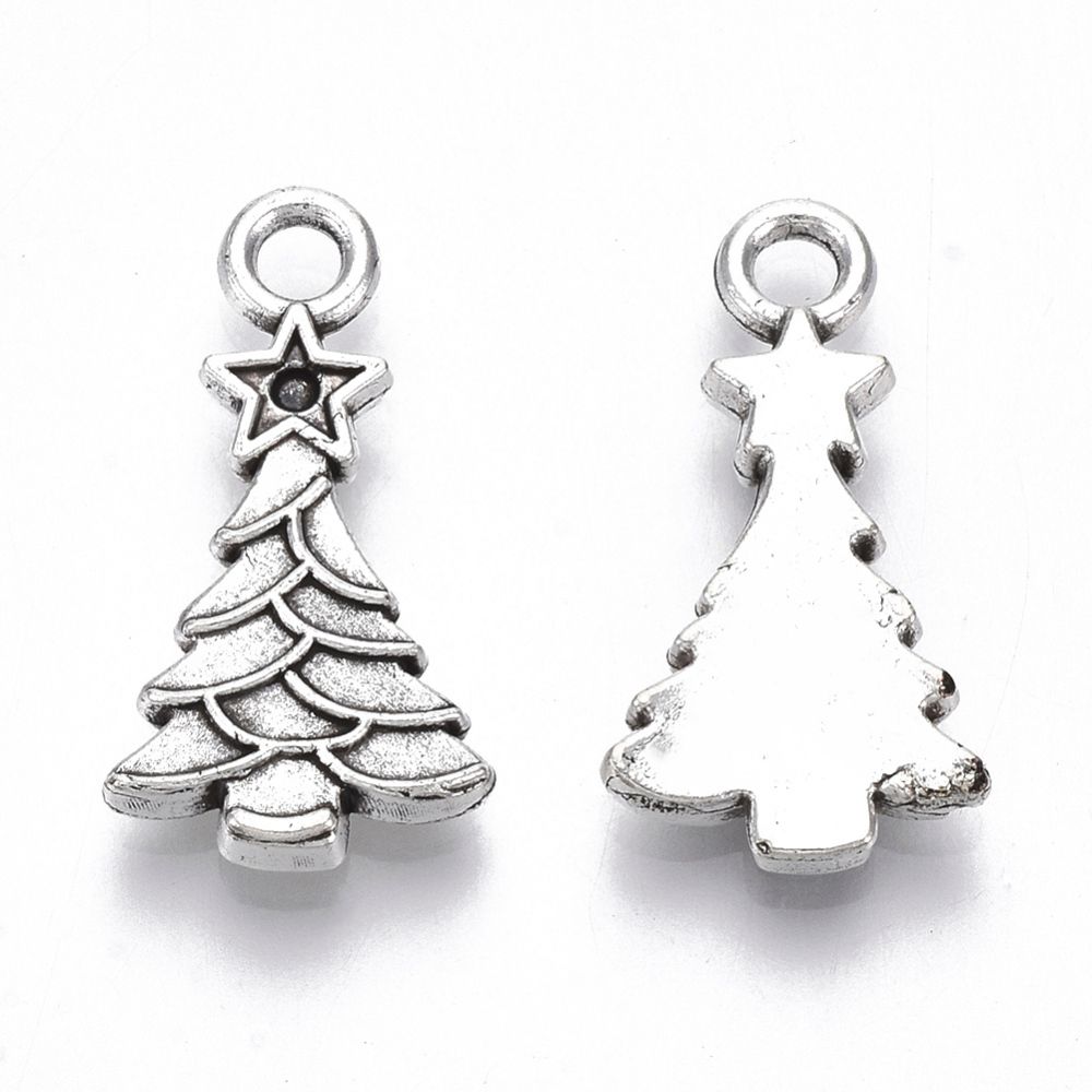Julgran, Berlock, Tibetansk Silver, 10st