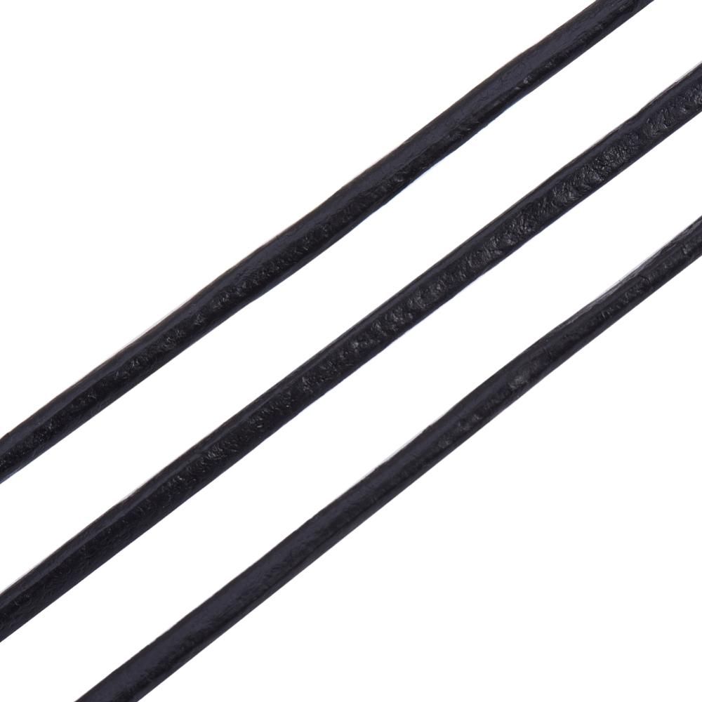 Lädersnöre, 2mm, Svart