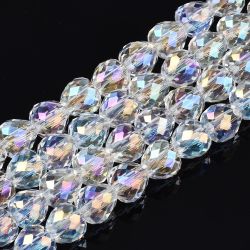 Glaspärlor, Droppar, Elektropläterad, 6x6mm, Transparant