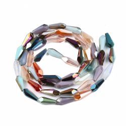 Glaspärlor, Kon, Elektropläterad, 14~15x6x5mm
