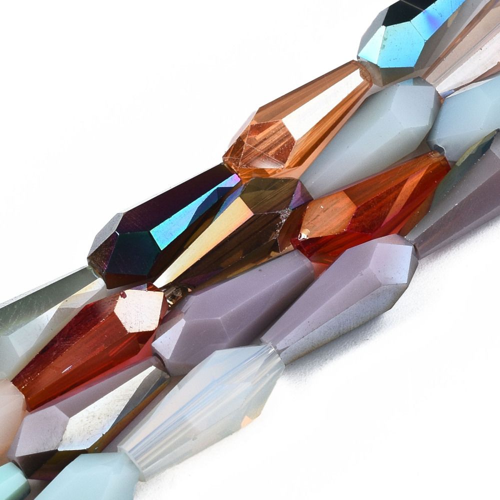 Glaspärlor, Kon, Elektropläterad, 14~15x6x5mm