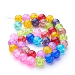 Krackelerad glaspärlor, 10mm