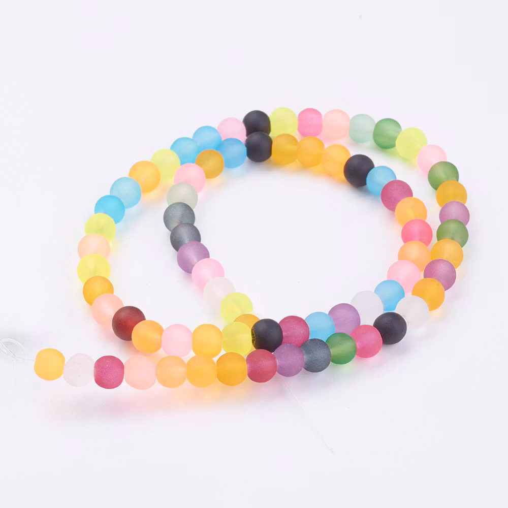 Frostade pärlor 6mm, Blandade Färger