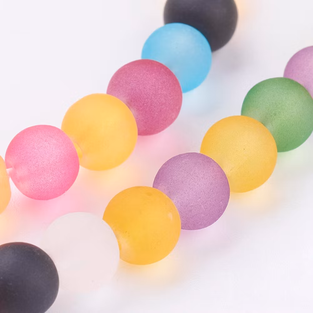 Frostade pärlor 6mm, Blandade Färger