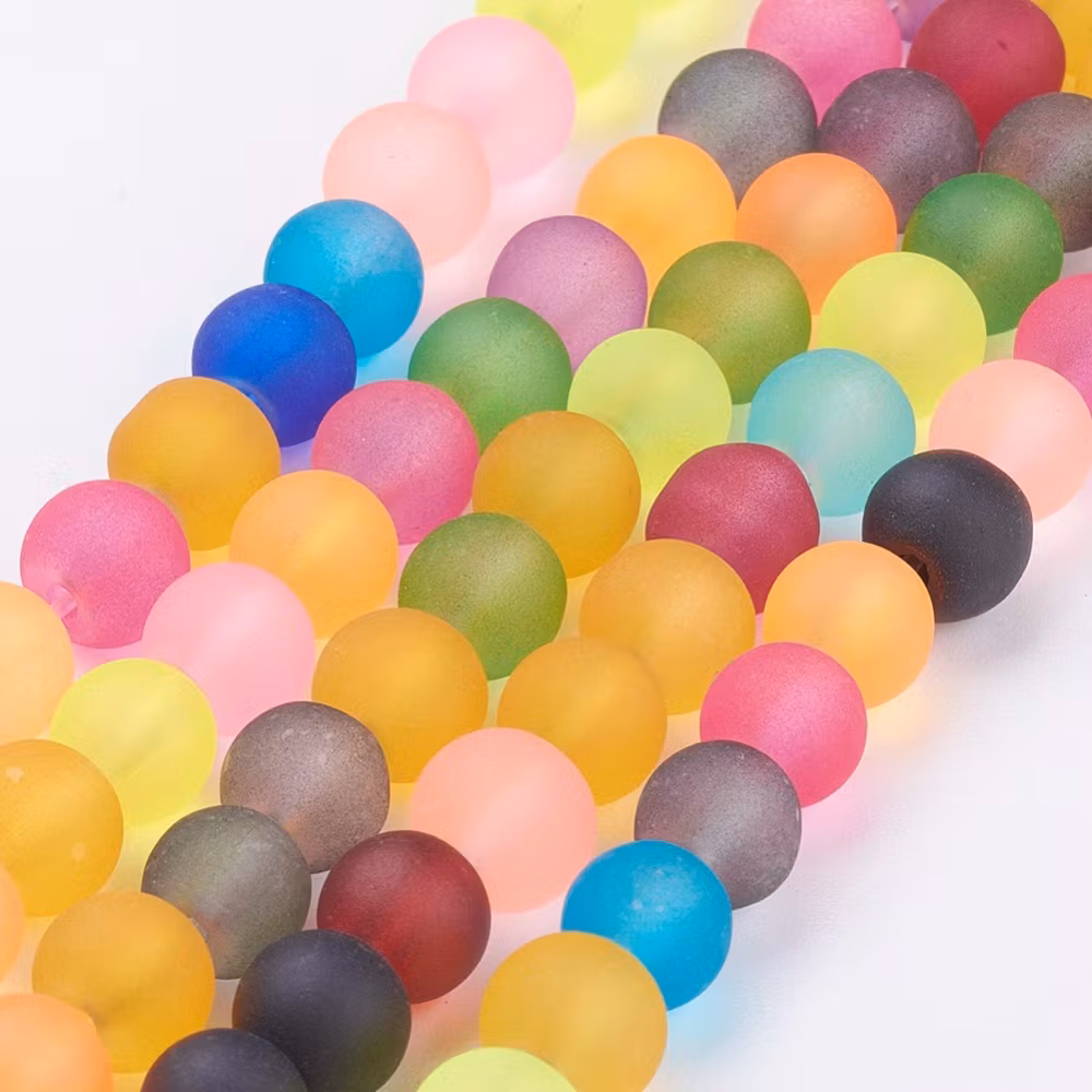 Frostade pärlor 6mm, Blandade Färger
