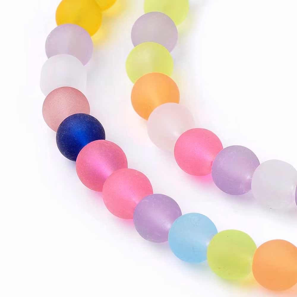Frostade pärlor 8mm, Blandade Färger