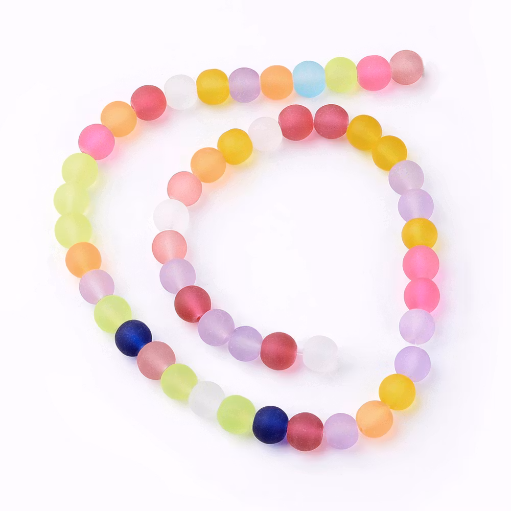 Frostade pärlor 8mm, Blandade Färger