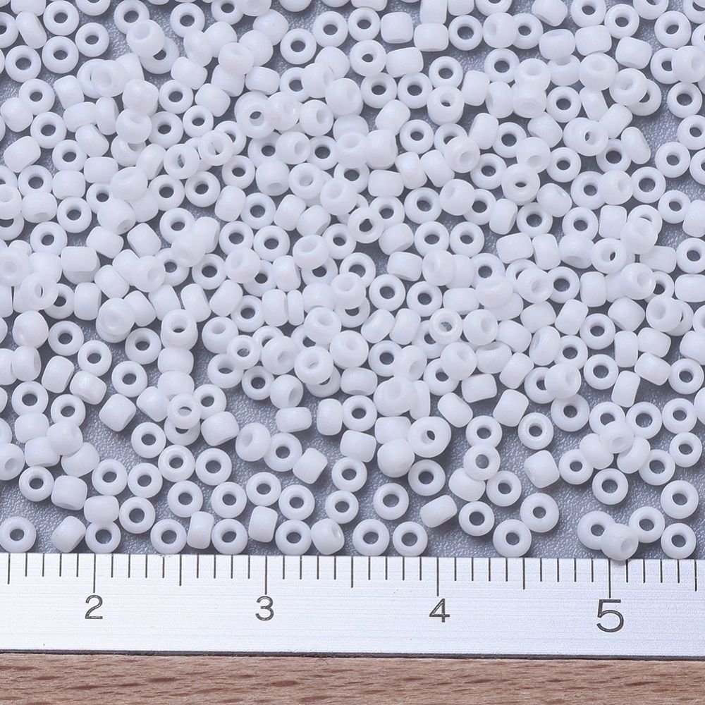 MIYUKI, Japanese Seed Beads, Round, 11/0, Matte White AB