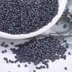 MIYUKI, Japanese Seed Beads, Round, 11/0, Matte Black AB