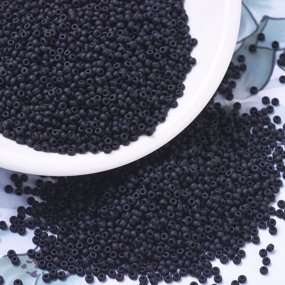 MIYUKI, Japanese Seed Beads, Round, 11/0, Matte Black