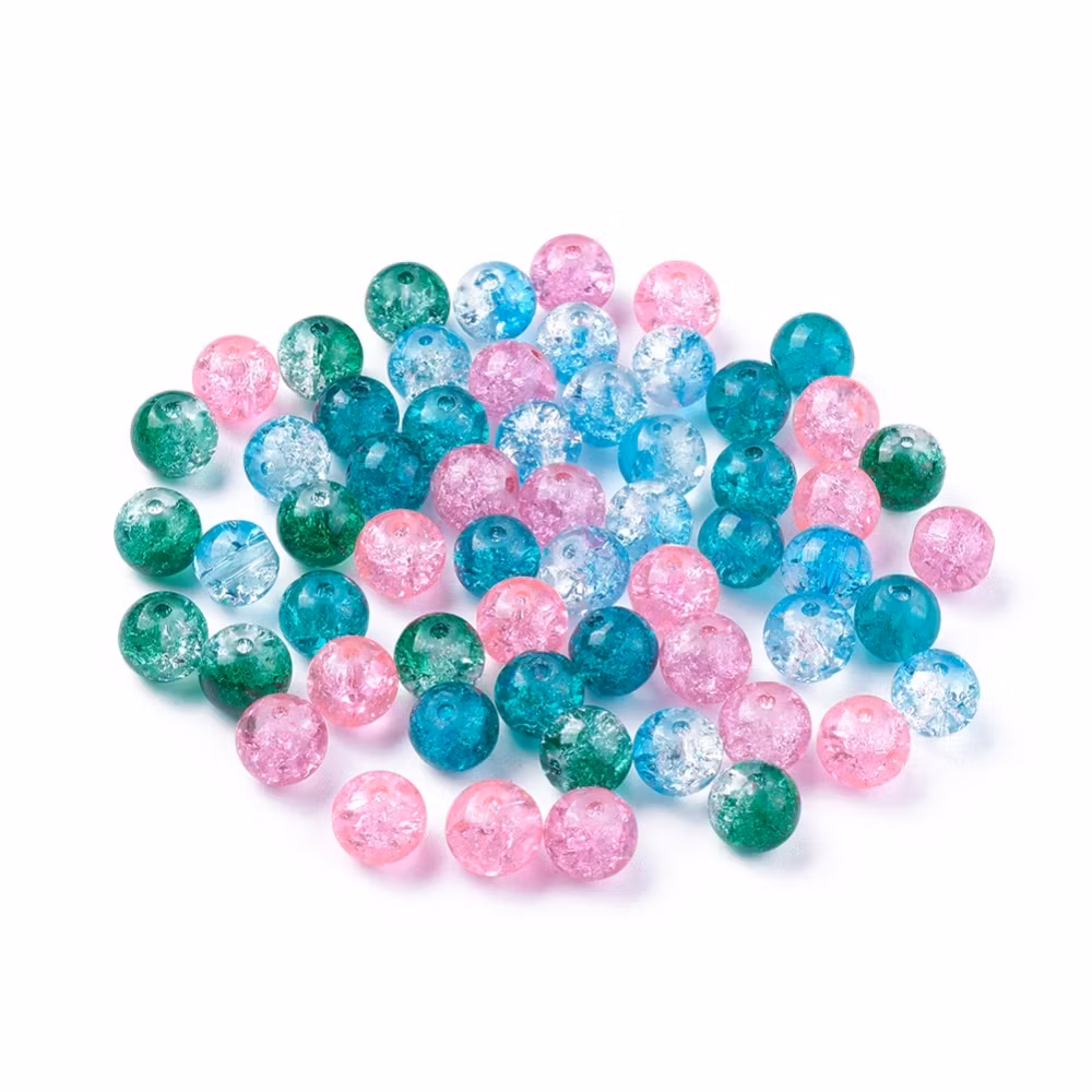 Krackelerad glaspärlor, 8mm