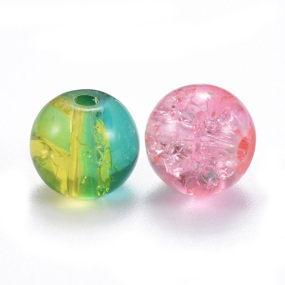 Krackelerad glaspärlor, 8mm