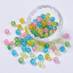 Krackelerad glaspärlor, 8mm