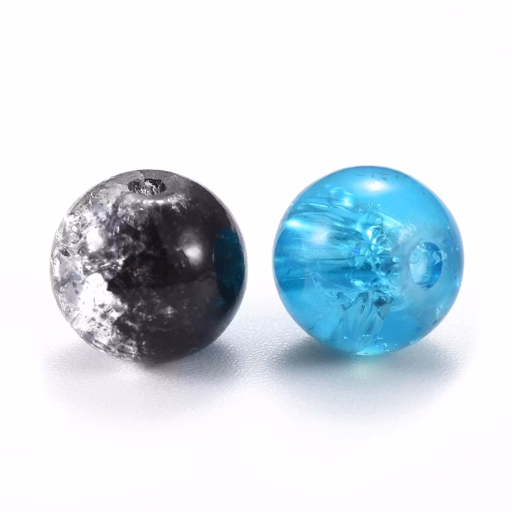 Krackelerad glaspärlor, 8mm