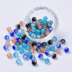 Krackelerad glaspärlor, 8mm