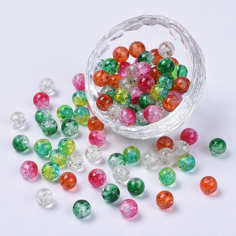 Krackelerad glaspärlor, 8mm