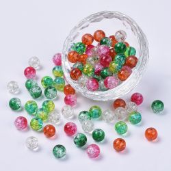 Krackelerad glaspärlor, 8mm