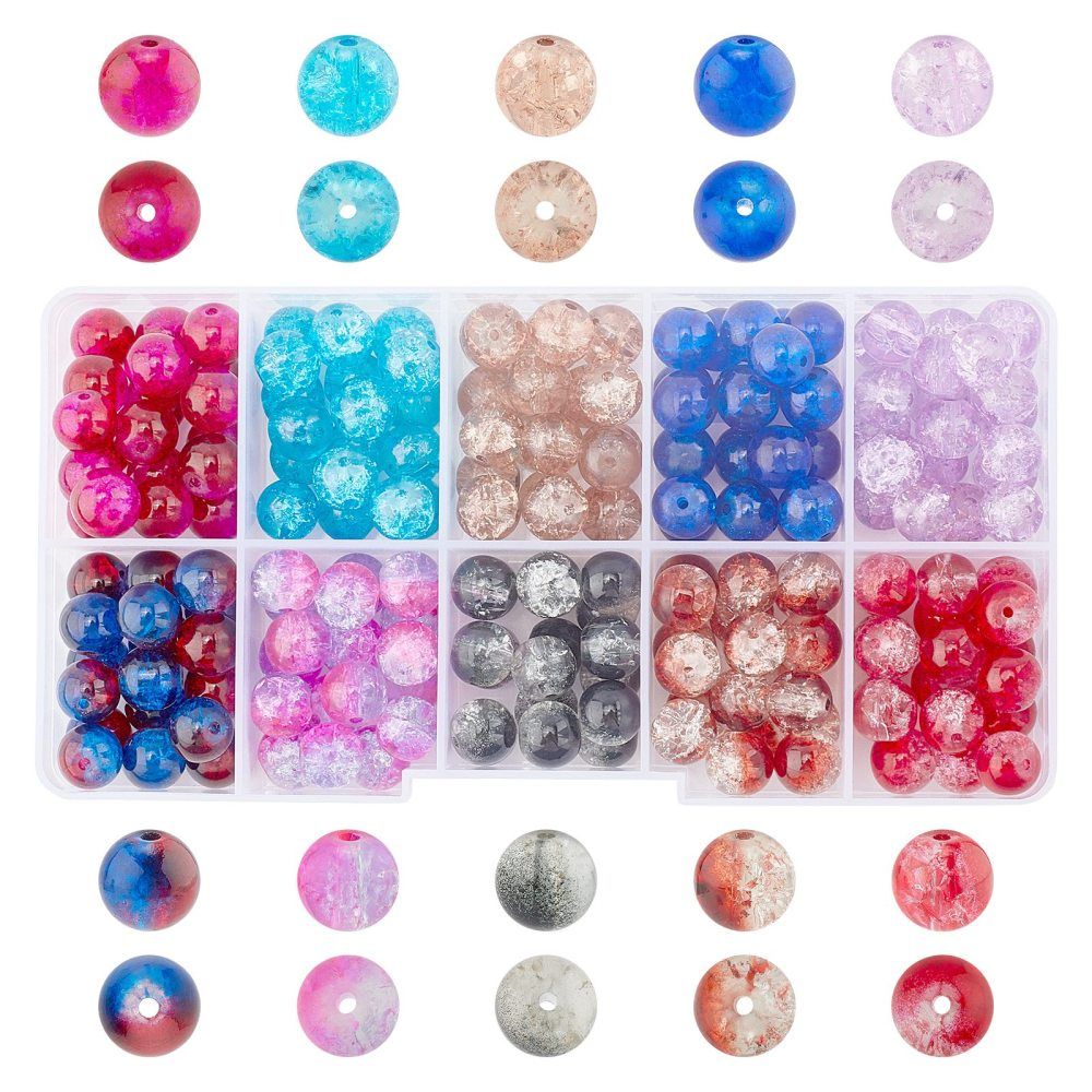 Glaspärlor, 8mm, Krackelerad