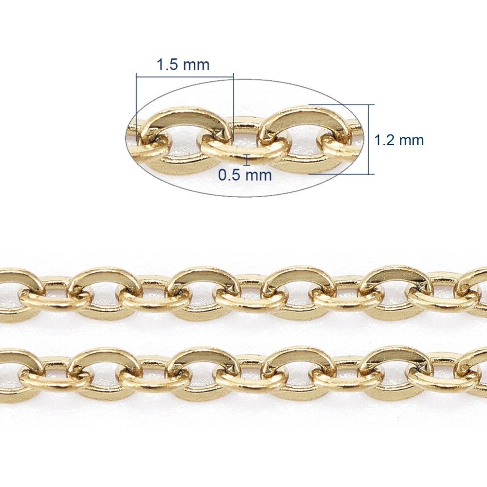 Kedja, Rostfritt stål, 1.6x1.3x0.3mm