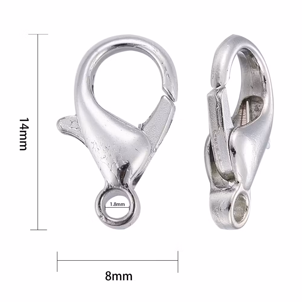 Klolås, 14x8mm, 25st, Platinum