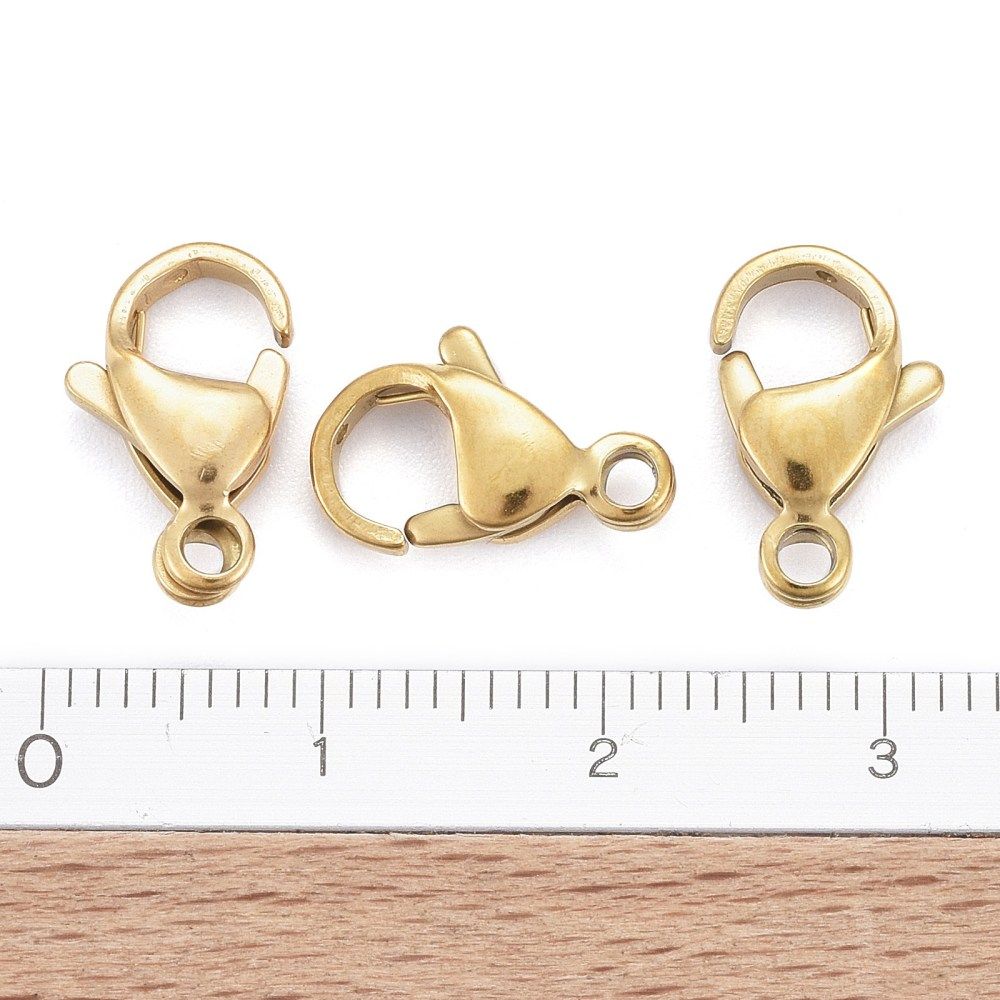 Klolås, Rostfritt stål, 13x8mm, 5st, Guld