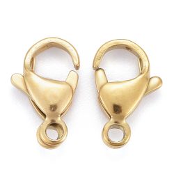 Klolås, Rostfritt stål, 13x8mm, 5st, Guld