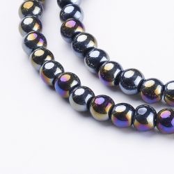 Glaspärlor, Svart, 6mm