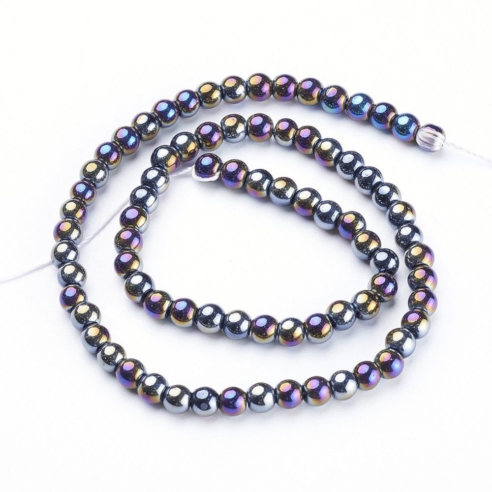 Glaspärlor, Svart, 4mm