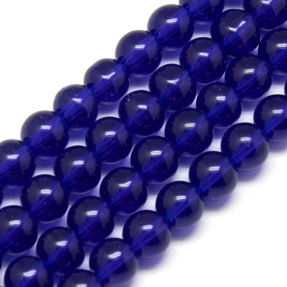 Glaspärlor, Dark Blue, 8mm
