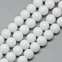 Glaspärlor, White, 8mm