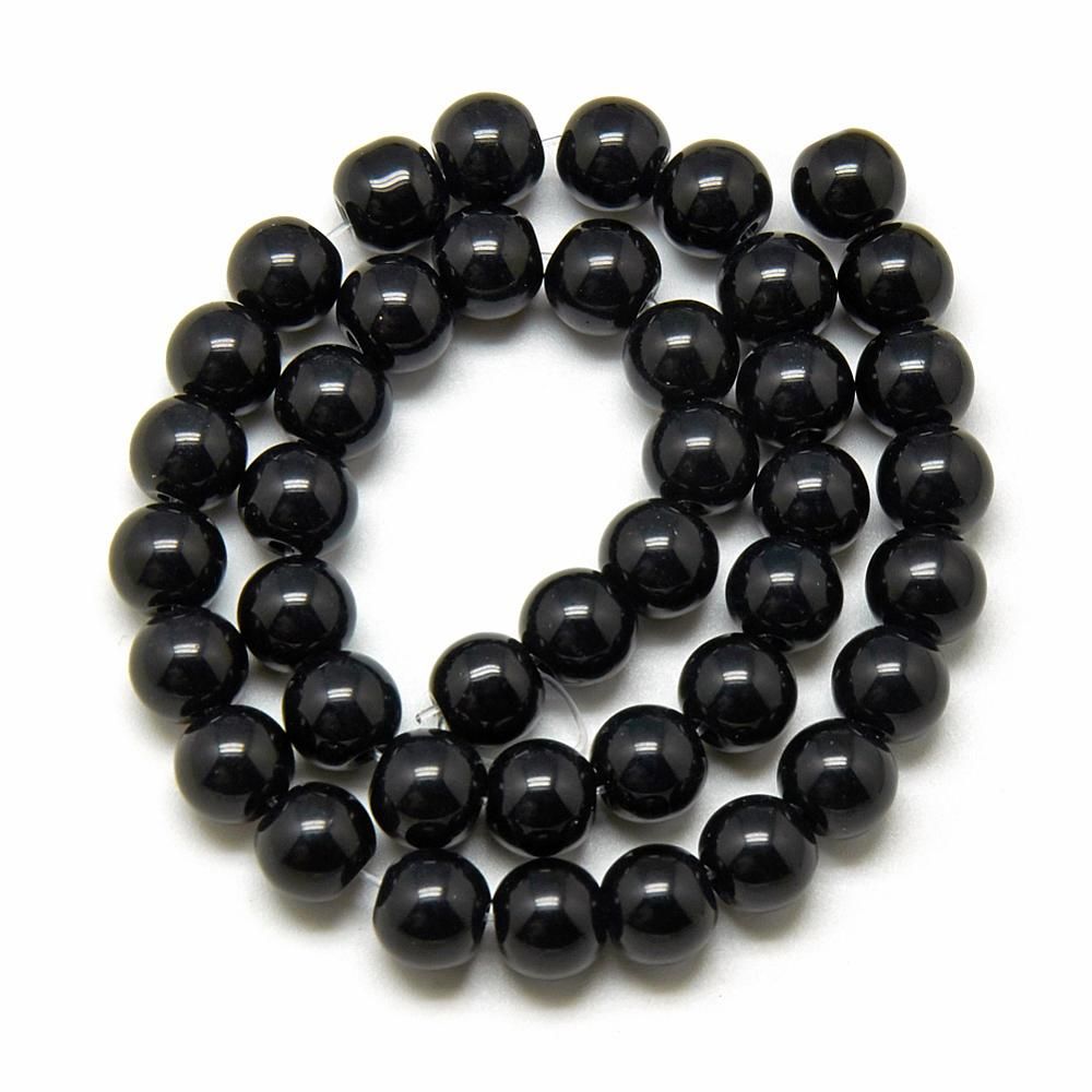 Glaspärlor, Black, 8mm