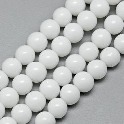 Glaspärlor, White, 4mm