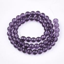 Glaspärlor, Purple, 6mm