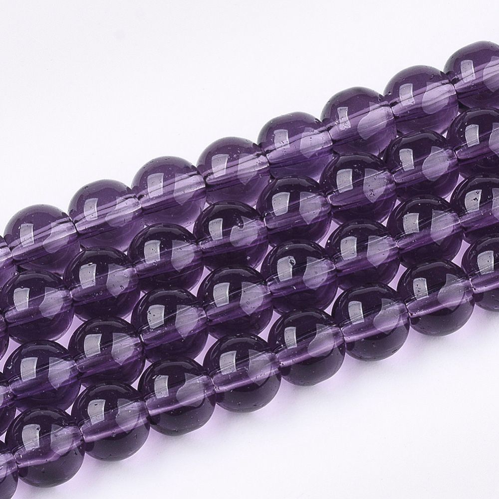 Glaspärlor, Purple, 6mm