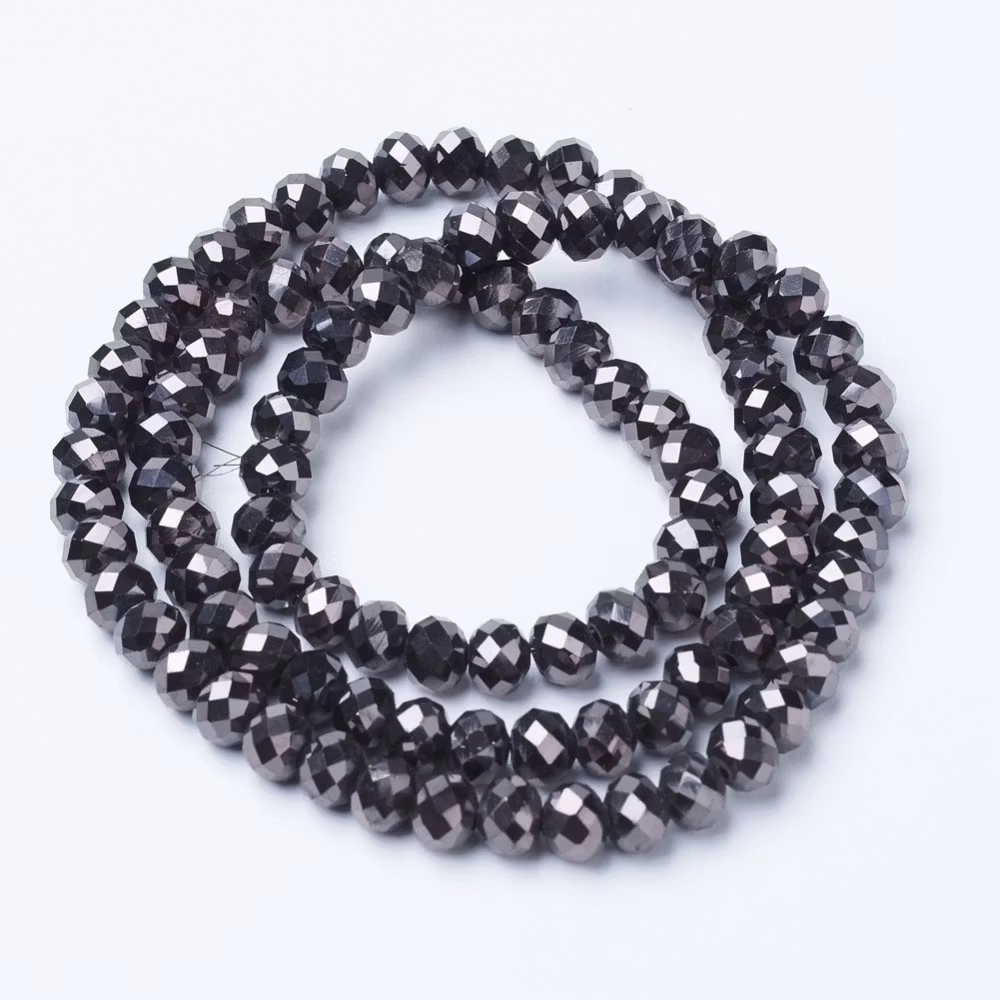 Glaspärlor, Rondeller, Black, 6mm