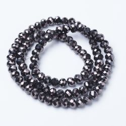 Glaspärlor, Rondeller, Black, 6mm