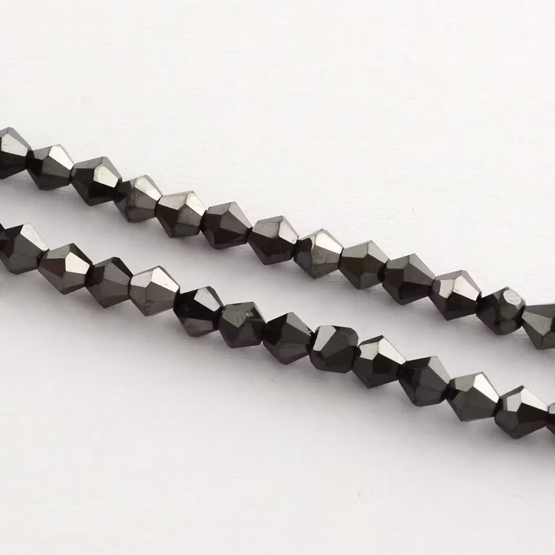 Glaspärlor, Bicone, Black, 4mm