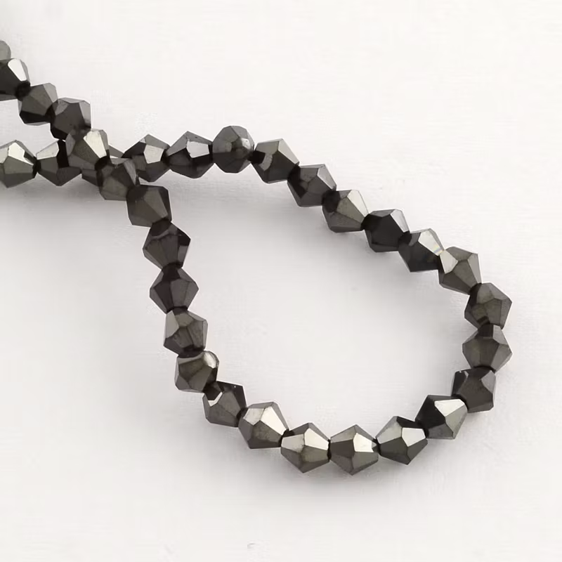 Glaspärlor, Bicone, Black, 4mm