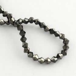 Glaspärlor, Bicone, Black, 4mm