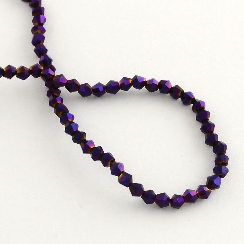 Glaspärlor, Bicone, Purple, 4mm