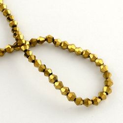 Glaspärlor, Bicone, Gold, 4mm