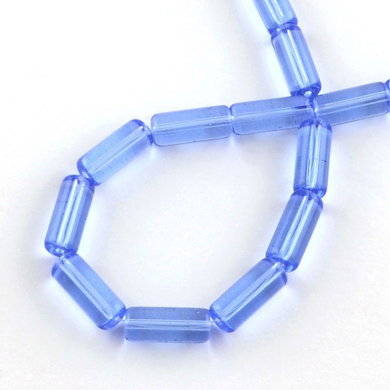 Glaspärlor, Tube, Cornflower Blue, 15x6mm