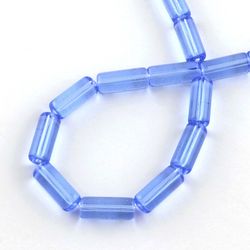 Glaspärlor, Tube, Cornflower Blue, 15x6mm