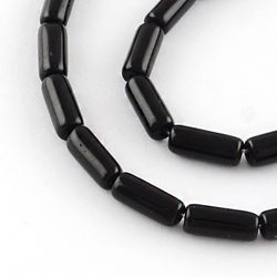 Glaspärlor, Tube, Black, 15x6mm